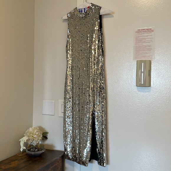 🔥 Ret $895 Alice + Olivia Silver Sequin Malika zip-detailed embellished dress - Picture 7 of 11